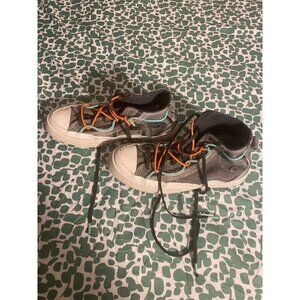 Boys Size 5 Chuck Taylors High Tops All Star Gray Colored Laces Sneakers